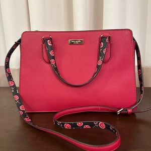 Kate Spade Red and Black Floral Satchel